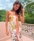 By Nicola Claudia Strapless Wrap Maxi Dress In Potpourri/Melon - 8 / Multi - Dresses