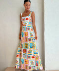 By Nicola Goldie Maxi Dress in Summer Vacation Print Size 8 - Dresses