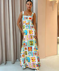 By Nicola Goldie Maxi Dress in Summer Vacation Print Size 8 - Dresses