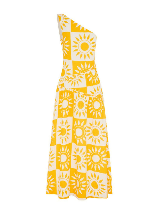 By Nicola Goldie One Shoulder Maxi Dress in Large Sol Size 12 - 12 / Yellow - Dresses
