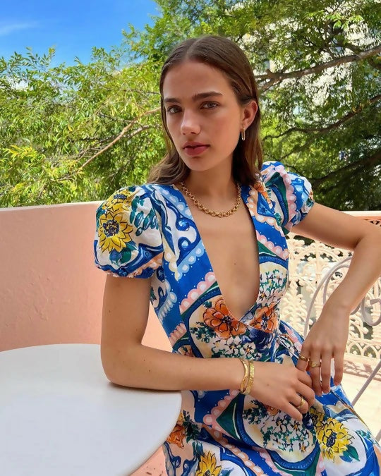 By Nicola Havana Wrap Mini Dress In Azure Floral - 10 / Multi - Dresses