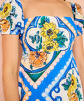 By Nicola - By Nicola Mariposa Puff Sleeve Maxi in Azure Floral