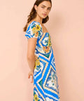 By Nicola - By Nicola Mariposa Puff Sleeve Maxi in Azure Floral