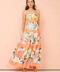 By Nicola Monet Tiered Maxi Dress In Potpourri/Melon - 10 / Floral - Dresses