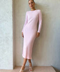 By Nicola Moon Midi Knitted Dress in Marshmellow Marle - 8 / Pink - Dresses