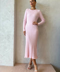 By Nicola Moon Midi Knitted Dress in Marshmellow Marle - 8 / Pink - Dresses