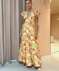 By Nicola S/S Wavy Maxi Dress in Citrus Print - 8 / Multi - Dresses