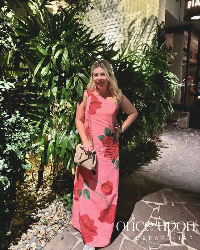 By Nicola Sorrento Maxi Dress in Raspberry Bloom Pink and Red Size 12 - 12 / Floral - Dresses
