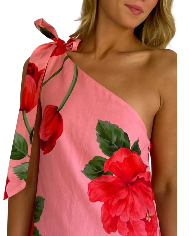 By Nicola Sorrento Maxi Dress in Raspberry Bloom Pink and Red Size 12 - 12 / Floral - Dresses