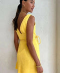 By Nicola Starboard Cross Waist Mini - Size 12 - 12 / Yellow - Dresses