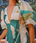 By Nicola Wavy Mini Dress in Pine Green Floral - 8 / Multi - Dresses