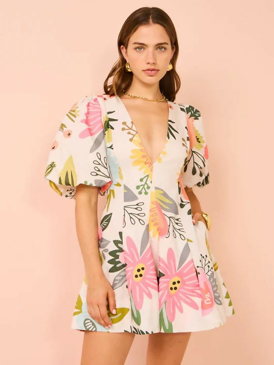 By Nicola Wavy Mini Dress In Potpourri - 8 / Floral - Dresses