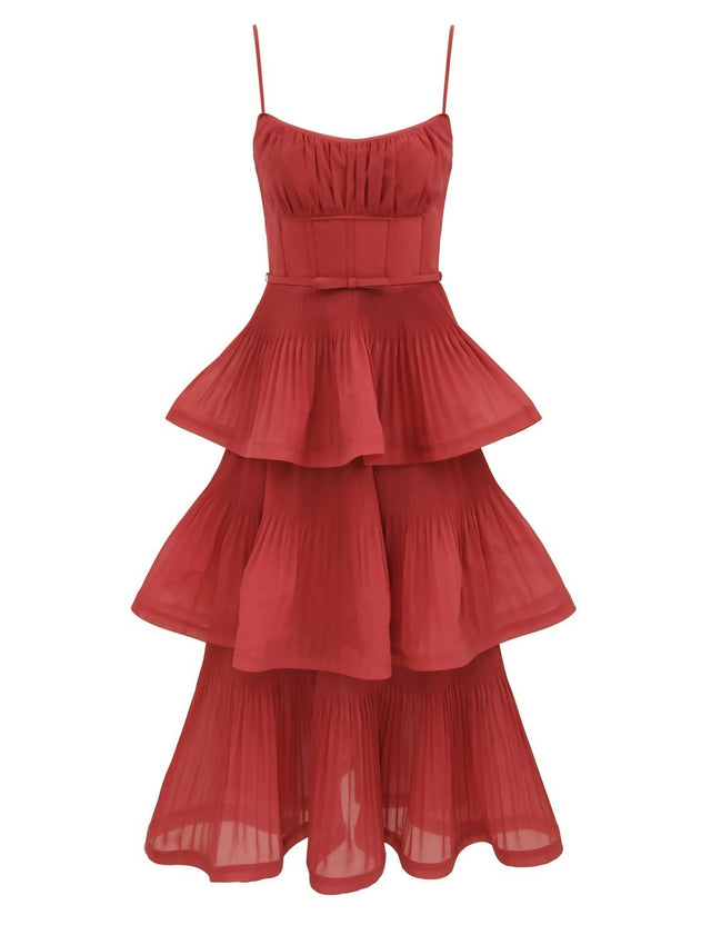 Zimmerman Pleated Tiered Midi Dress