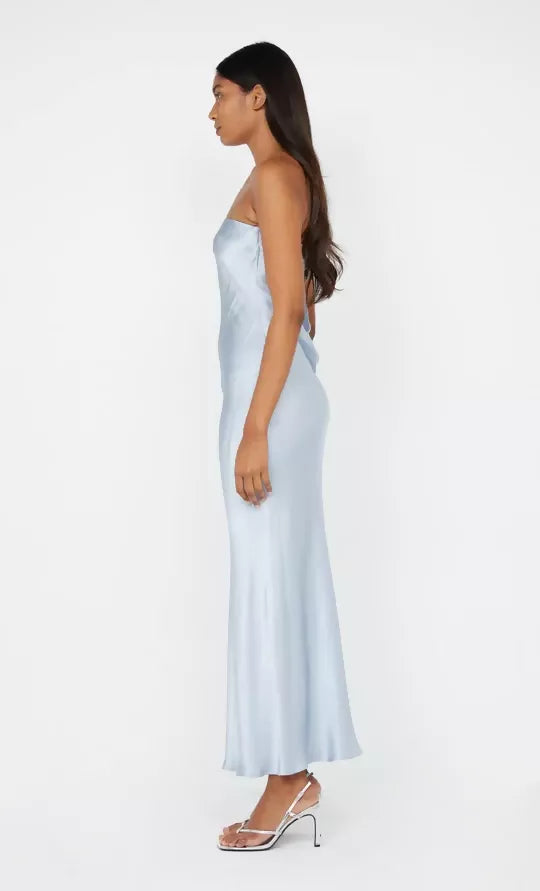Bec and Bridge Moon Dance Strapless Maxi Dress Dusty Blue