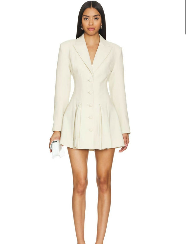 strapless open back dress Camila Coelho Daytona Blazer Dress in Beige