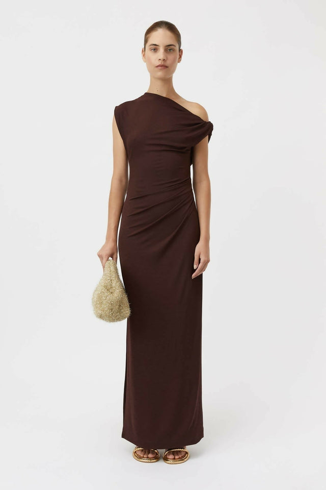 Camilla And Marc Annalise Draped Maxi Dress Chocolate Brown - Dresses