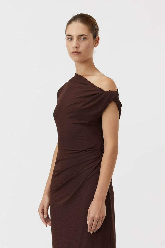Camilla And Marc Annalise Draped Maxi Dress Chocolate Brown - Dresses