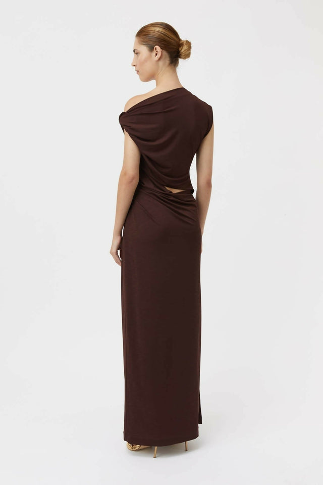 Camilla And Marc Annalise Draped Maxi Dress Chocolate Brown - Dresses