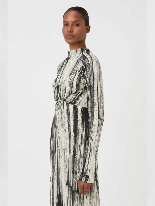 chinese dress ladies Camilla And Marc Arch Long Sleeve Midi Dress in Black Print
