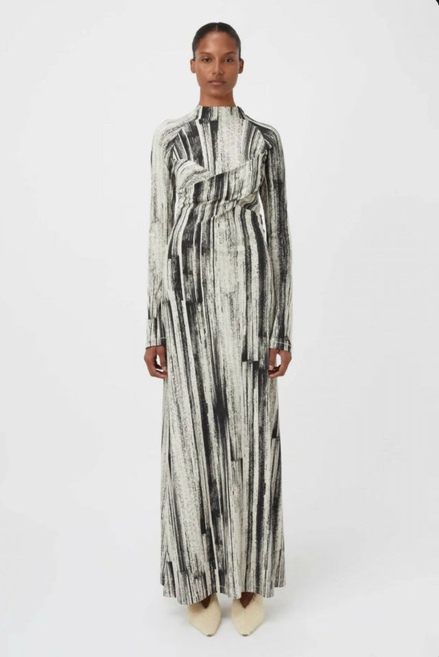 Camilla And Marc Arch Long Sleeve Midi Dress in Black Print - Dresses