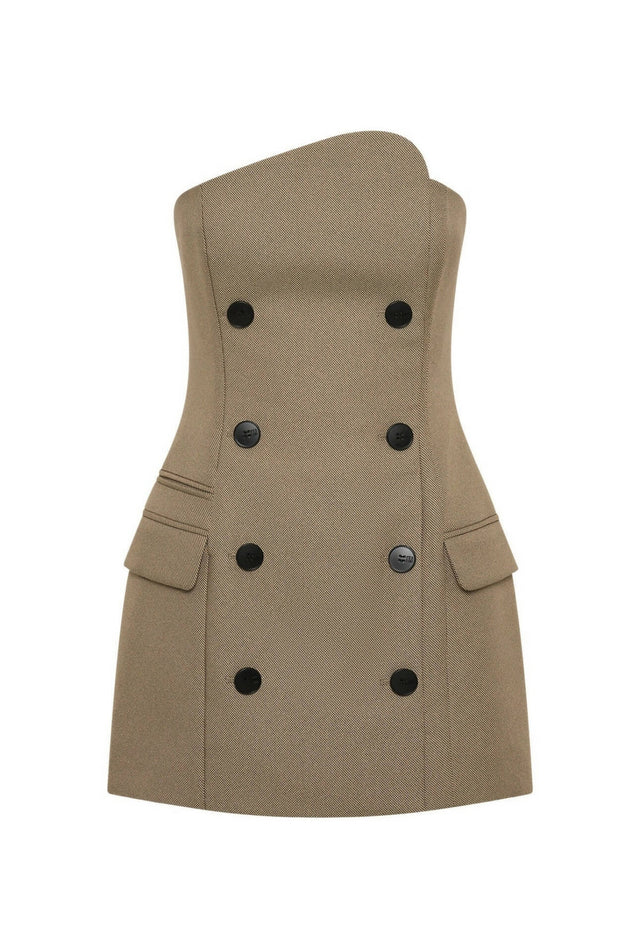 Camilla And Marc Asteria Strapless Mini Dress in Tan Brown - 10 / Brown - Dresses