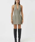 Camilla And Marc Banks Mini Dress in Black Houndstooth - Dresses