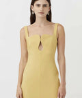 Camilla and Marc - Camilla And Marc Brixton Cut Out Neckline Midi Dress in Mustard Yellow