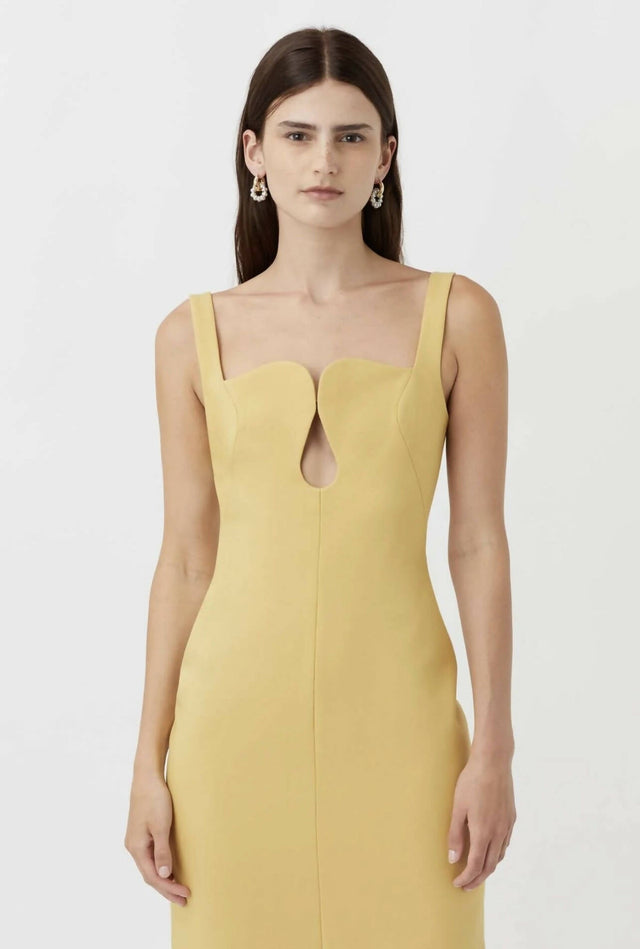 Camilla and Marc - Camilla And Marc Brixton Cut Out Neckline Midi Dress in Mustard Yellow