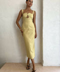 Camilla and Marc - Camilla And Marc Brixton Cut Out Neckline Midi Dress in Mustard Yellow