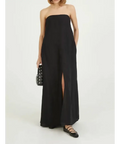 Camilla And Marc Linen Evening Dress Honora Black Size 8 - 8 / Black - Dresses