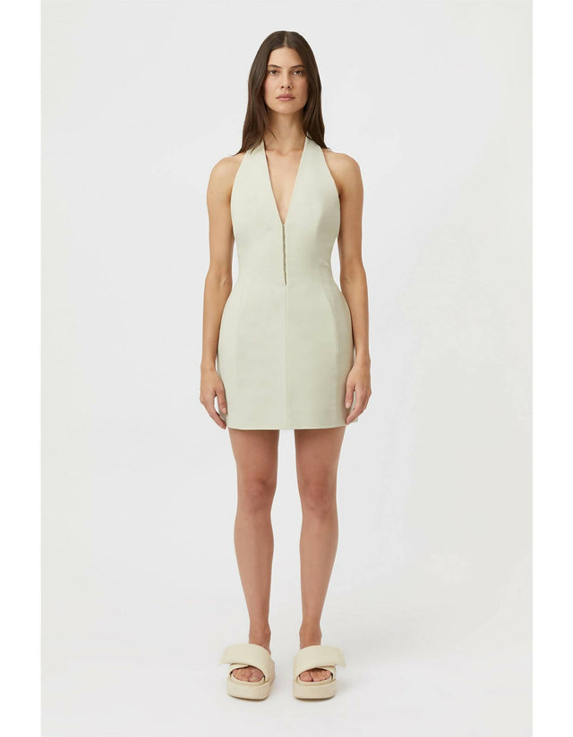 Camilla and Marc - Camilla And Marc Petra Halter Neck Mini Dress in Pistachio Grey