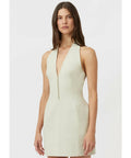 Camilla and Marc - Camilla And Marc Petra Halter Neck Mini Dress in Pistachio Grey