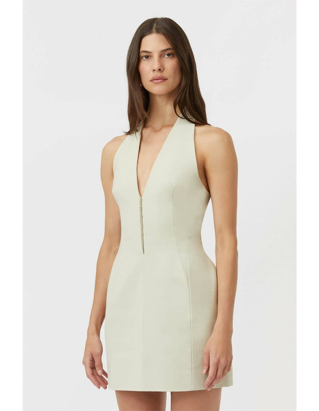 Camilla and Marc - Camilla And Marc Petra Halter Neck Mini Dress in Pistachio Grey