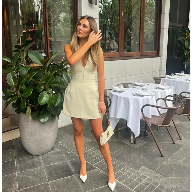 Camilla and Marc ‘Petra’ Pistachio Halter Mini - S (8-10) / Cream - Dresses