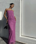 Camilla and Marc - Camilla And Marc Sinclar Lace Strapless Maxi Dress in Magenta Pink