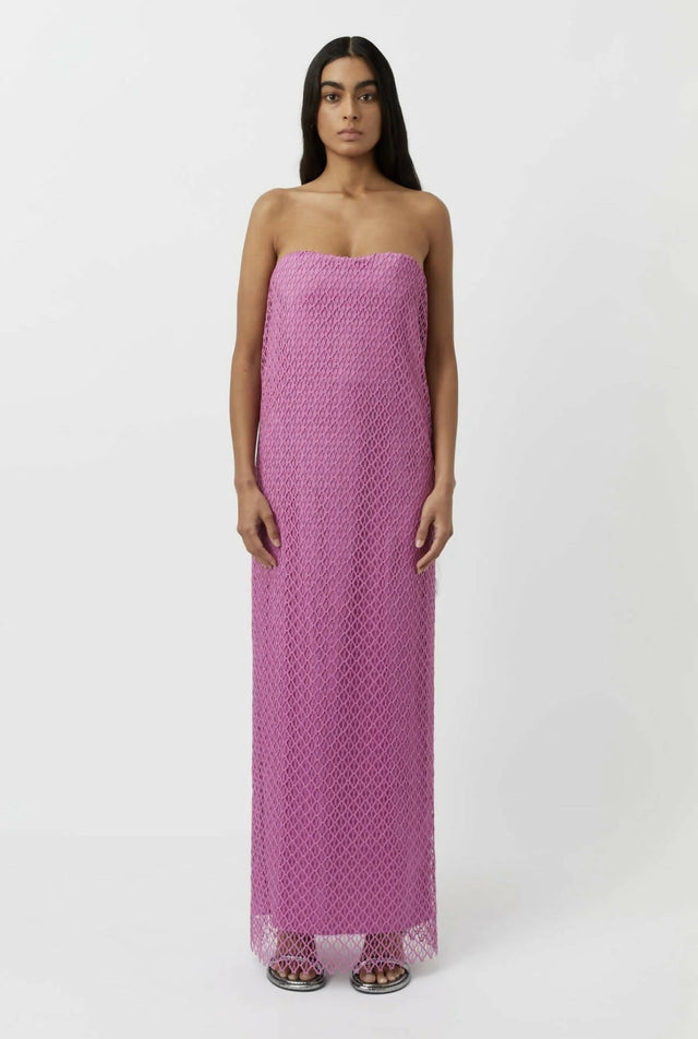 Camilla and Marc - Camilla And Marc Sinclar Lace Strapless Maxi Dress in Magenta Pink