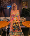 Camilla Bralette Detail Dress in Salty Splendour size L/AU 12 - 12 / Print - Dresses