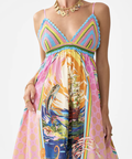 Camilla Bralette Detail Dress in Salty Splendour size L/AU 12 - 12 / Print - Dresses