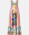 Camilla Bralette Detail Dress in Salty Splendour size L/AU 12 - 12 / Print - Dresses