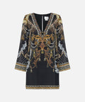CAMILLA_00018980_LONG_SLEEVE_DEEP_V_SHORT_DRESS_RAVIN_RAVEN_GHOST_1