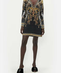 CAMILLA_00018980_LONG_SLEEVE_DEEP_V_SHORT_DRESS_RAVIN_RAVEN_1