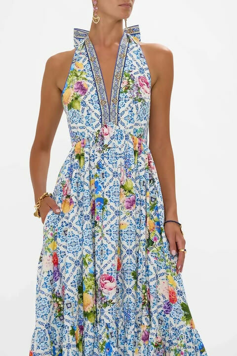 Camilla Ruffle Hem Halter - Wall to Wall Wonders - Multi / 12 - Dresses