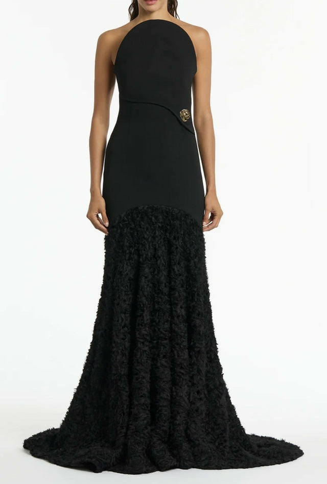 Carla Zampatti Black Nastro Strapless Gown - 6 / Black - Dresses
