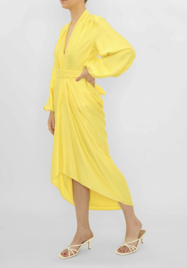 Carla Zampatti Citrus Satin Paradise Modern Waterfall Dress - Dresses