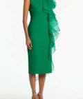 CarlaZampattiEmerald-crepe-ruffle-shoulder-gown