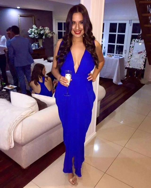 Carla-Zampatti-Grecian-dress-in-cobalt-blue-front-view-SKU075