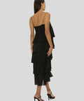 Carla Zampatti Navy Frill Midi Dress - 6 / Navy - Dresses