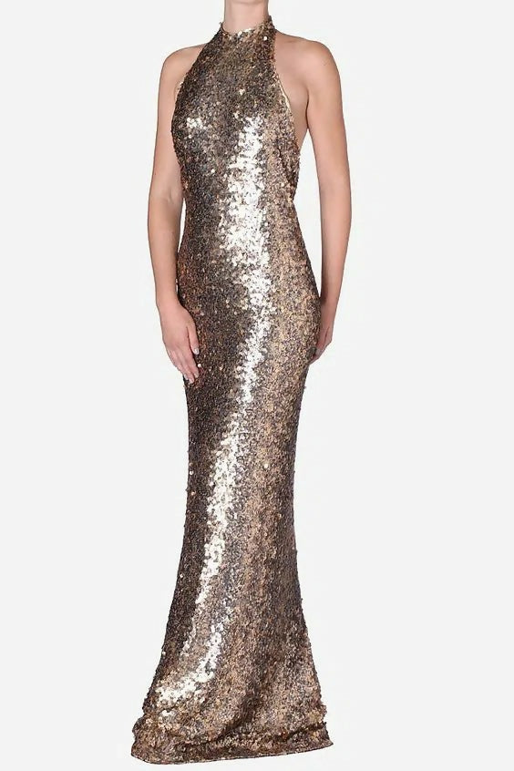 Carla Zampatti Sequin Gown - 8 / Gold - Dresses