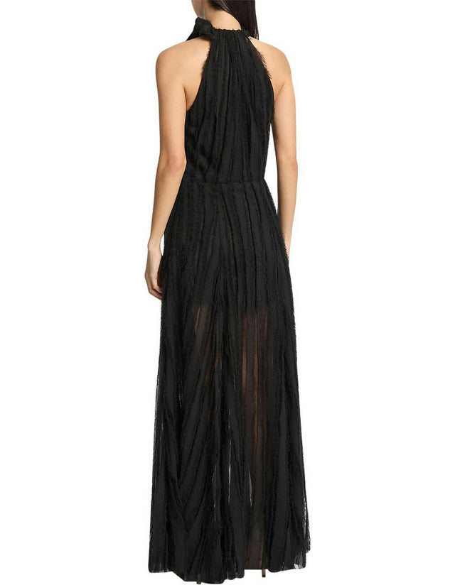 Carla Zampatti Shredded Tulle Halter Gown Black Size 14