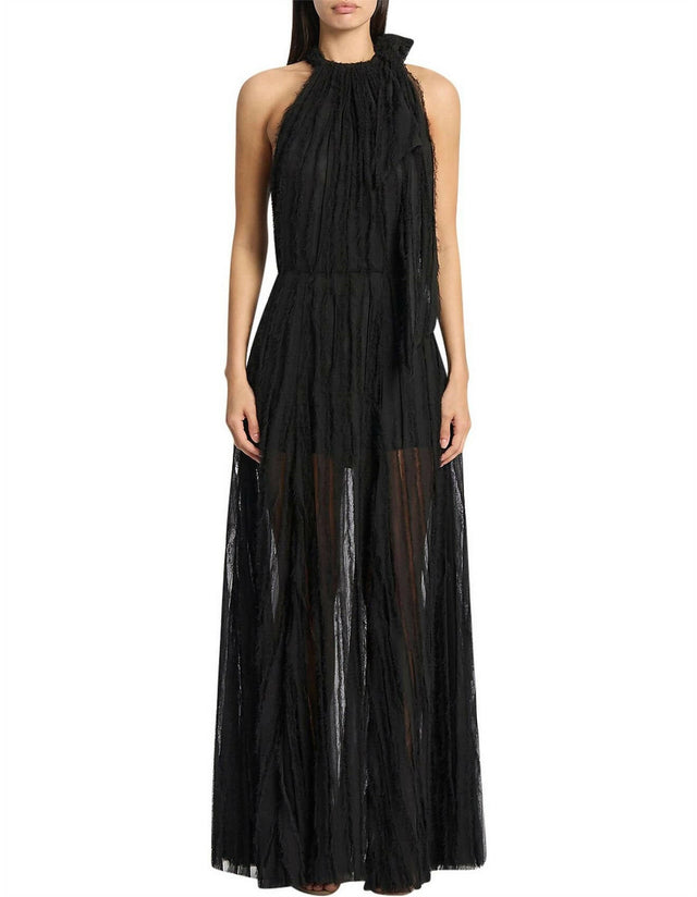 Carla Zampatti Shredded Tulle Halter Gown Black Size 14 - 14 / Black - Dresses